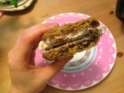 Double Choc Chip Cookie Icecream Sandwiches